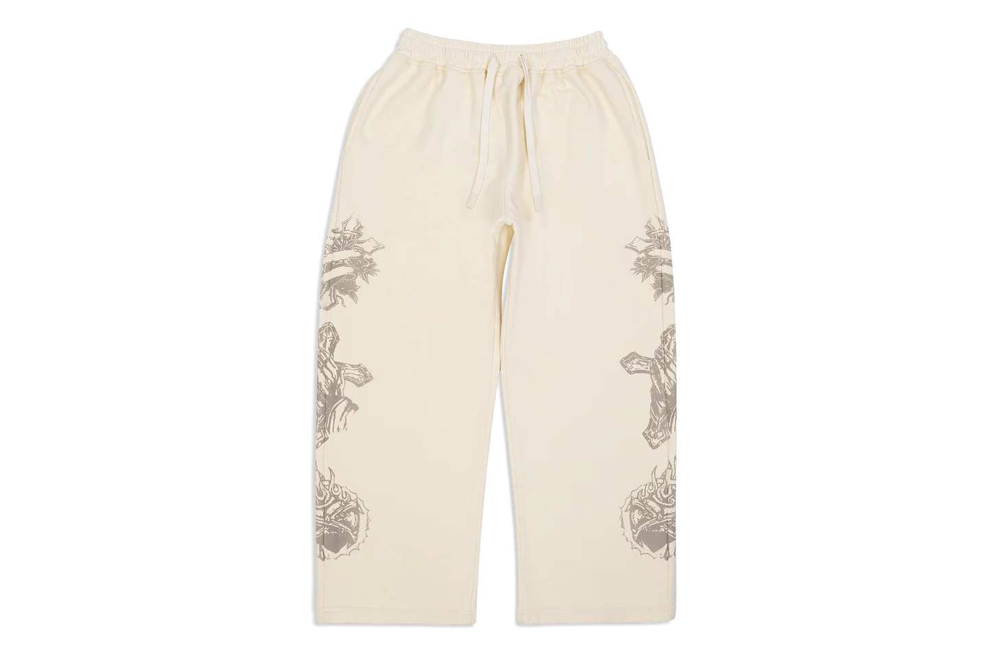 CreamTatSweats1.webp We Are Righteous "Tatted Believer" Sweatpants (Cream) - Image 1
