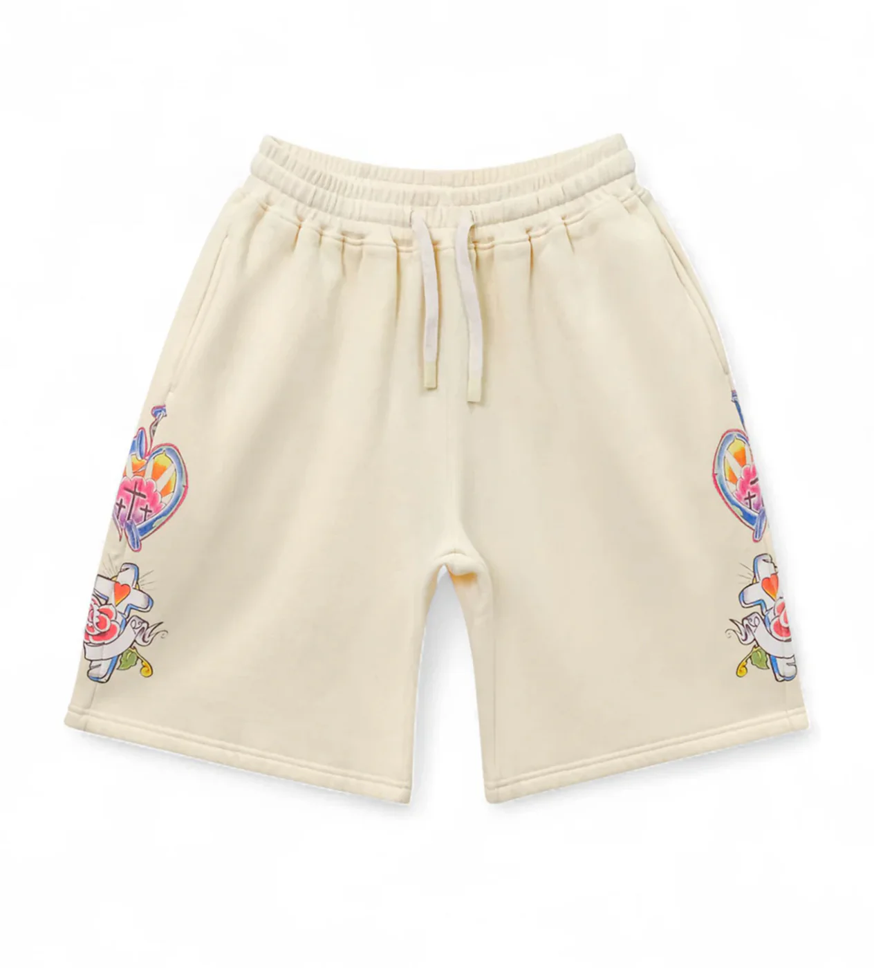Righteous-Risen-King-Shorts-Cream-front.webp Righteous Risen King Shorts Cream - Image 1